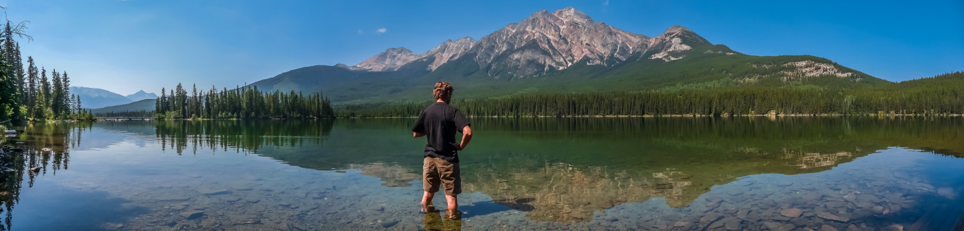 homme-dans-riviere-face-montagnes-rocheuses-canada