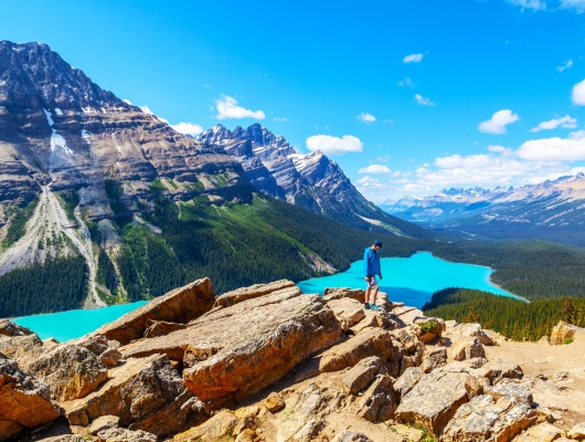 randonneur-face-peyto-lake-parc-banff-canada